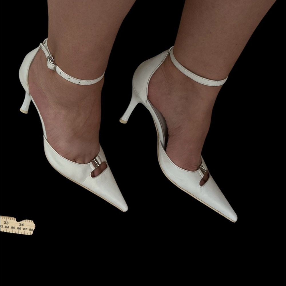 Vintage Y2K Marwa white leather shoes heel women size 6